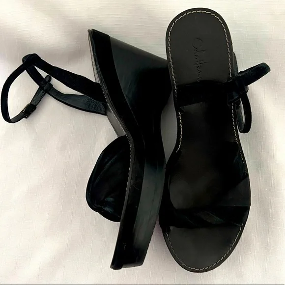 Cole Haan / Nike Air / Satin & Leather Black Wedge / πHPπ - Picture 4 of 12